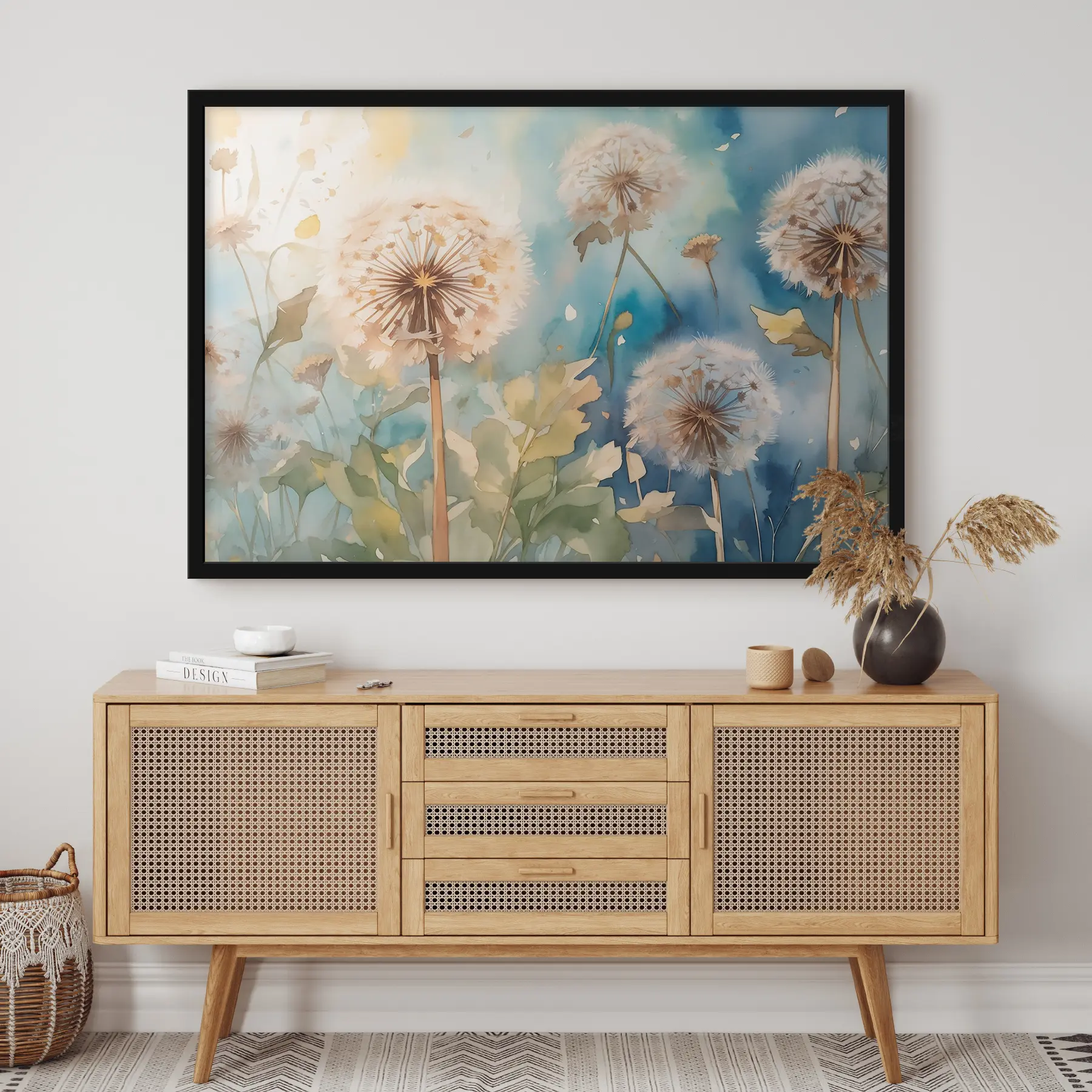 Papier peint Un champ de pissenlits à l'aquarelle f35839