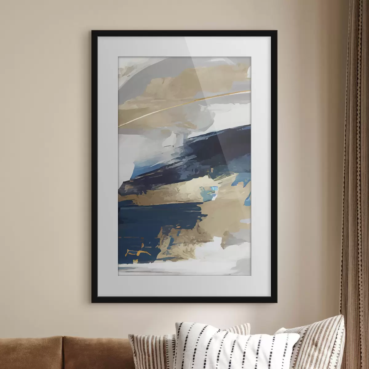Poster Une abstraction expressive gris-bleu f36621