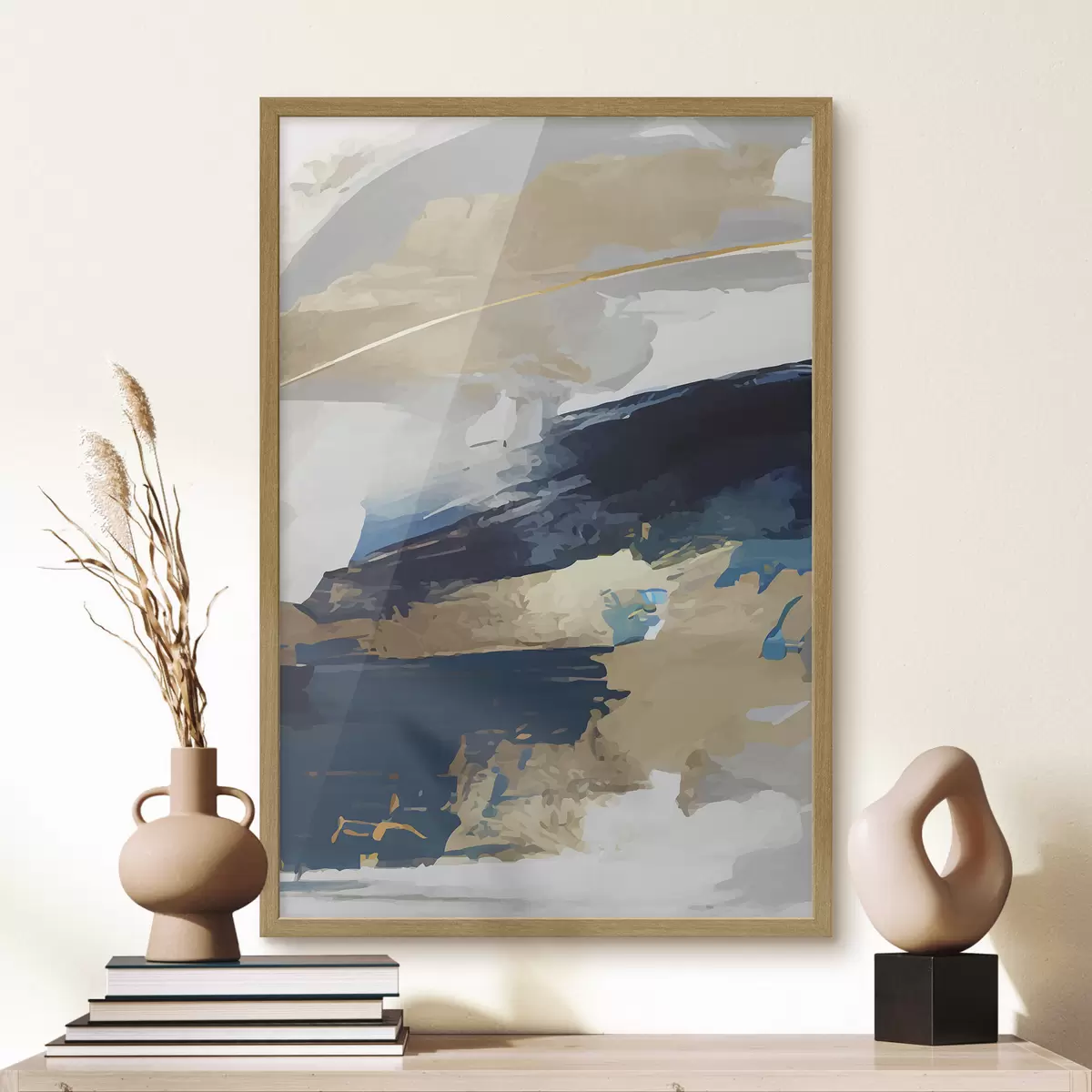 Poster Une abstraction expressive gris-bleu f36621