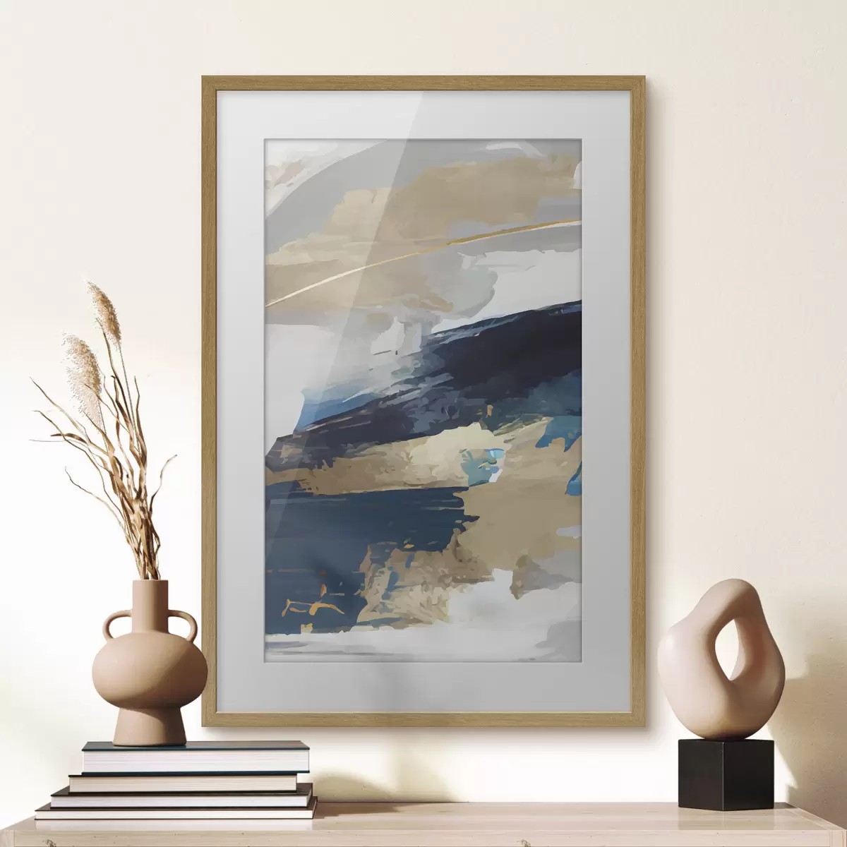 Poster Une abstraction expressive gris-bleu f36621