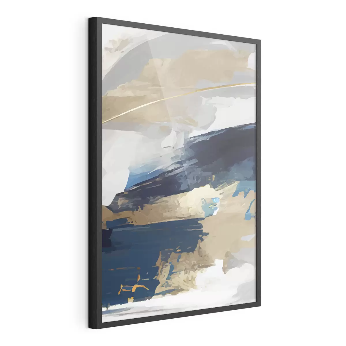 Poster Une abstraction expressive gris-bleu f36621