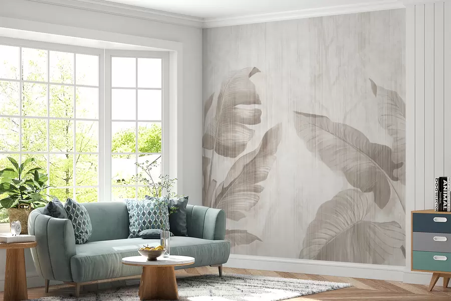 Papier peint Feuilles tropicales en style grunge u00299d1