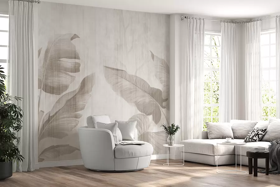 Papier peint Feuilles tropicales en style grunge u00299d1