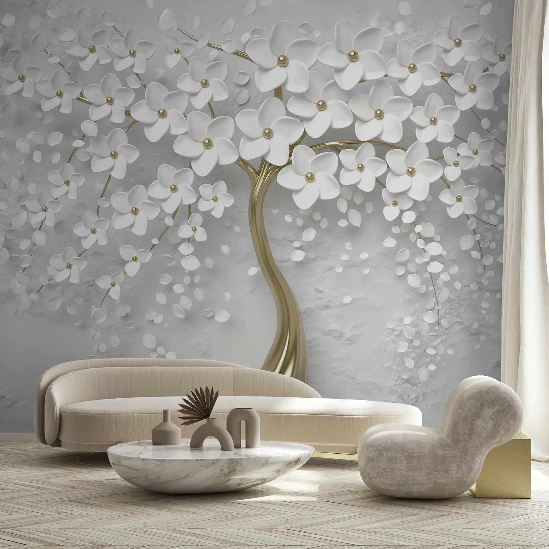 Papier peint Un arbre avec de petites fleurs u37065d1