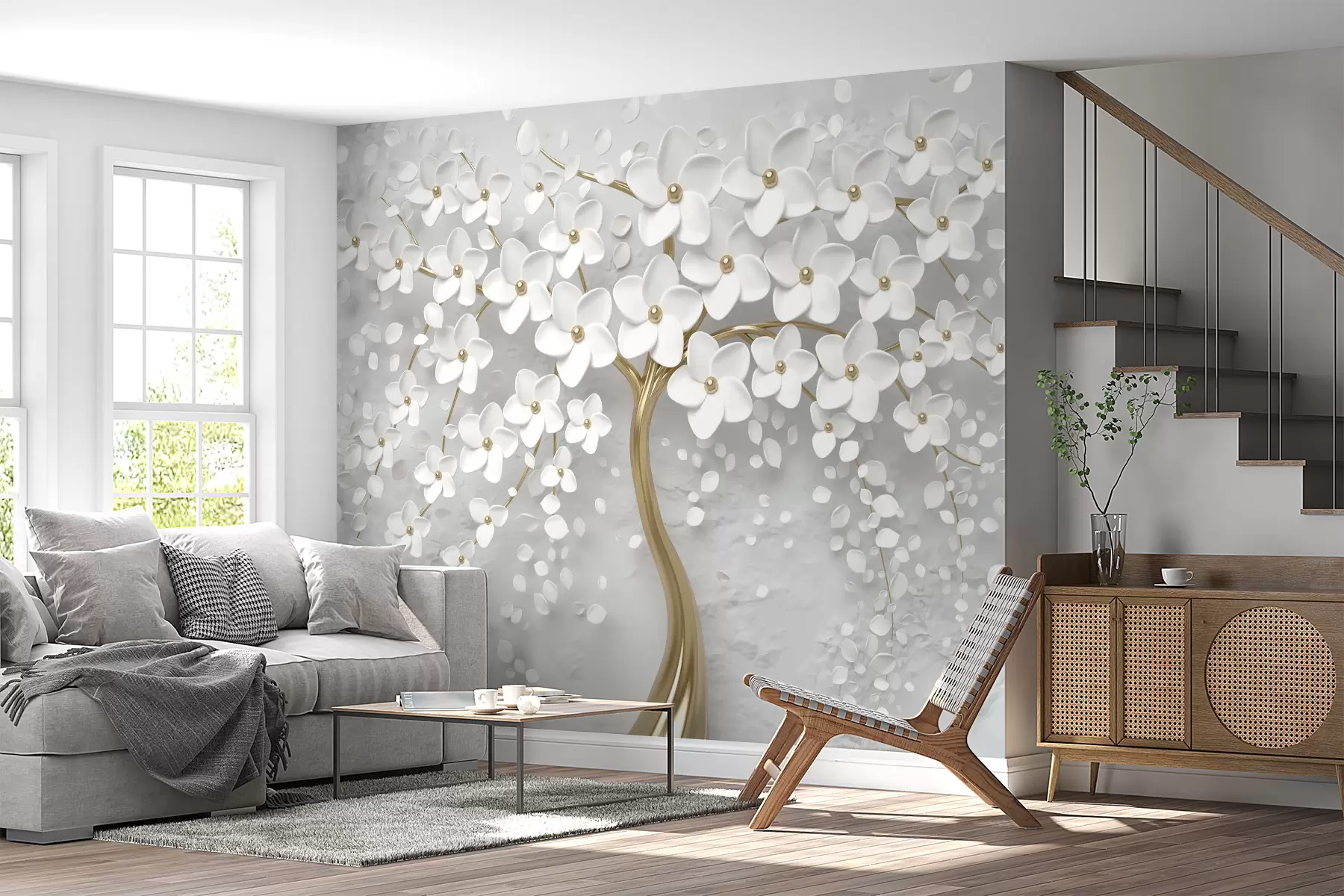 Papier peint Un arbre avec de petites fleurs u37065d1