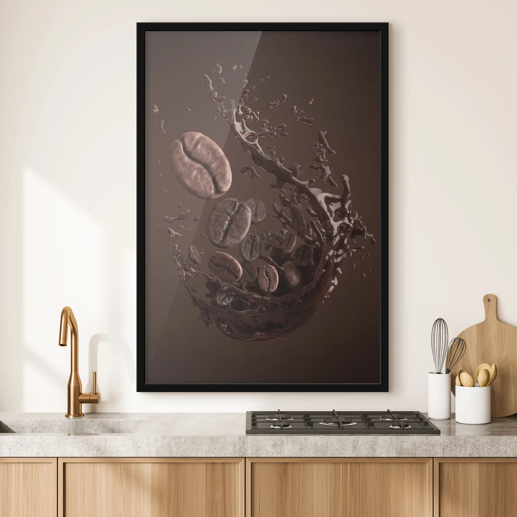Papier peint Effet graphique de café et de grains de café f37176