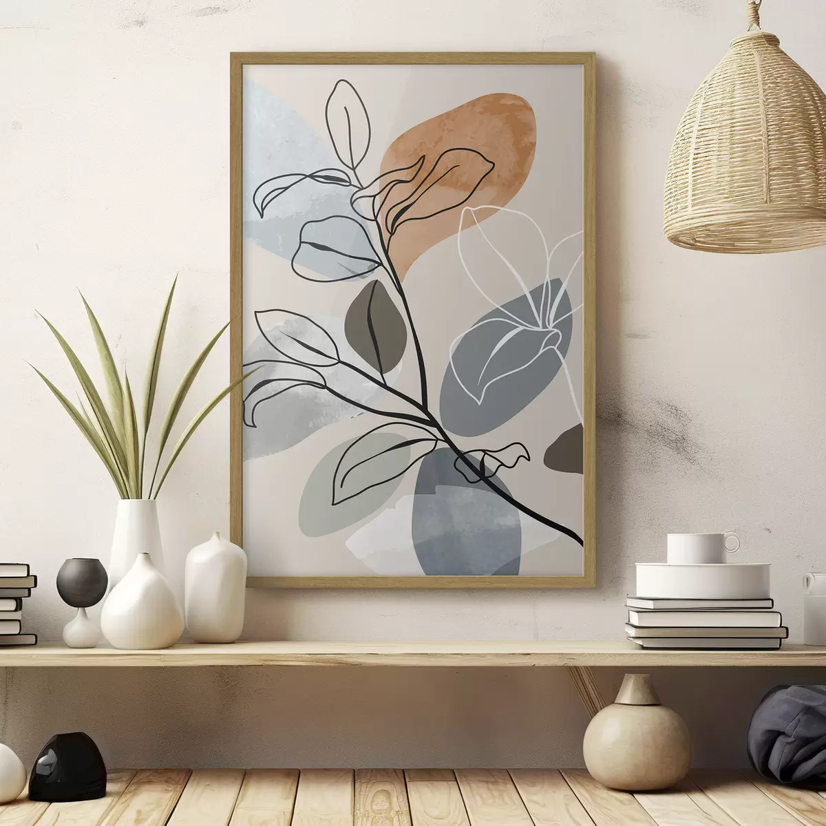 Poster Feuilles à l'aquarelle dans un style bohème f36817