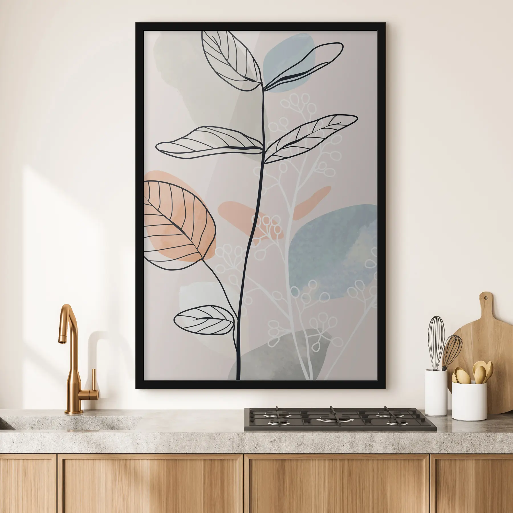 Papier peint Feuilles à l'aquarelle dans un style bohème f37052