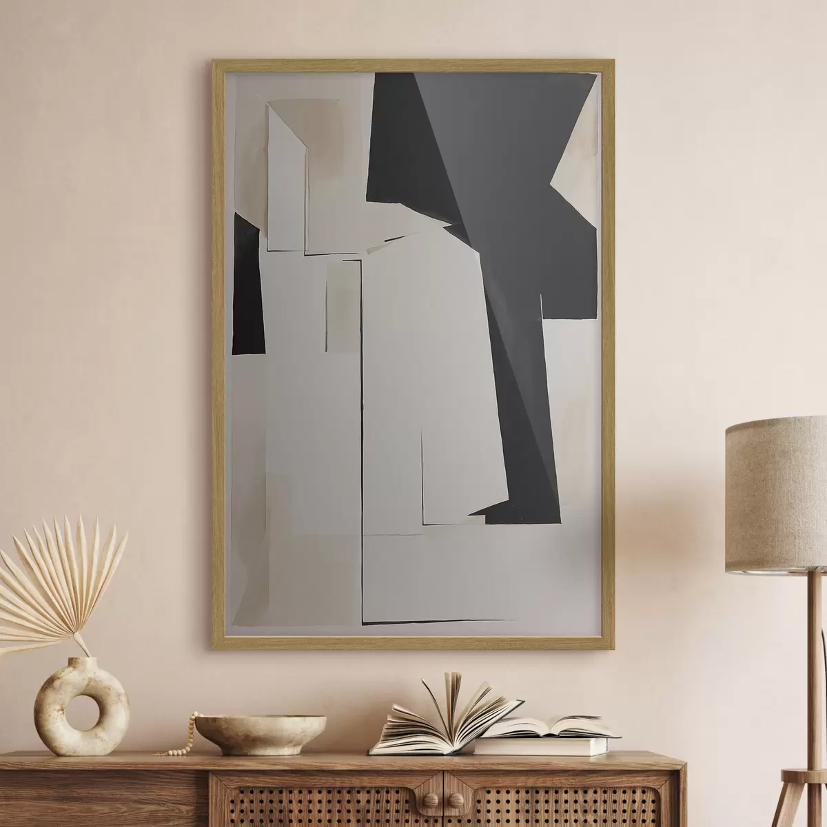 Poster Abstraction à l'aquarelle en noir et blanc f37169