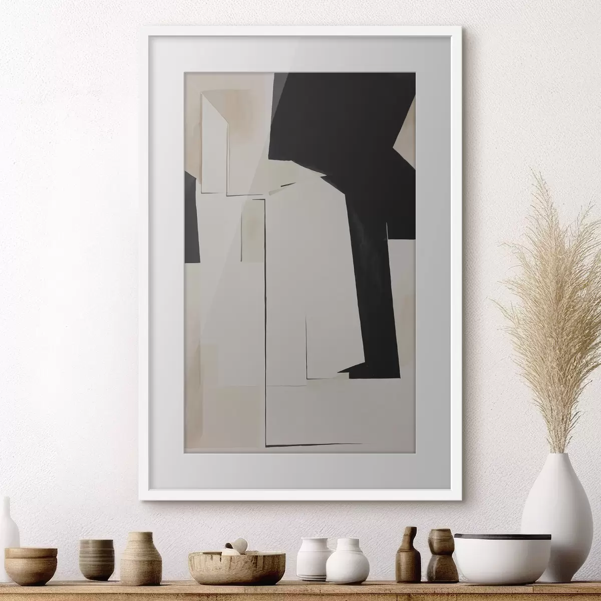Poster Abstraction à l'aquarelle en noir et blanc f37169
