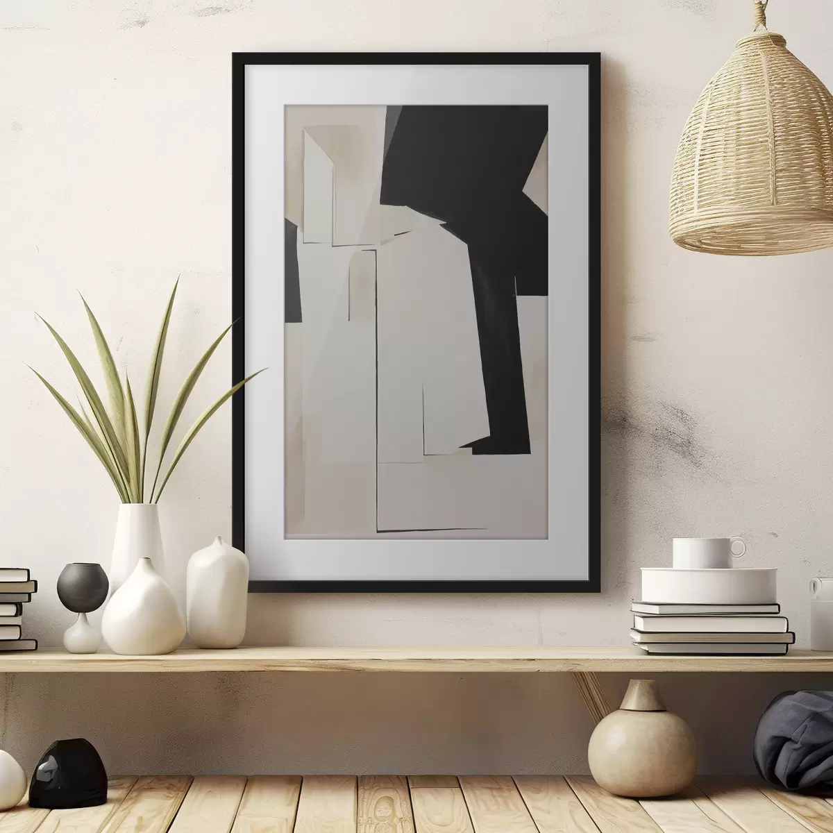 Poster Abstraction à l'aquarelle en noir et blanc f37169