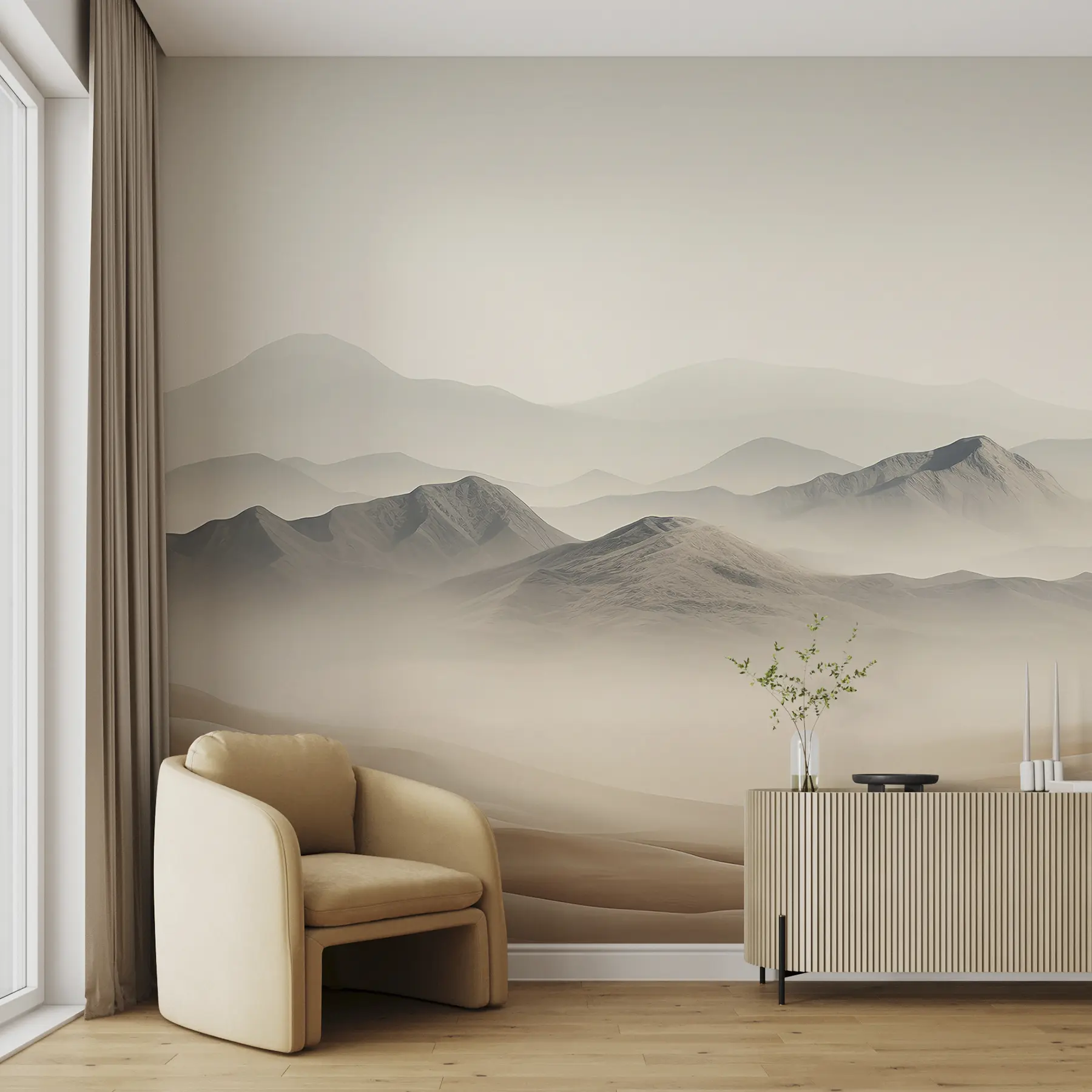 Papier peint Paysage de montagne, désert, couleurs beiges, réalisme u99456d1