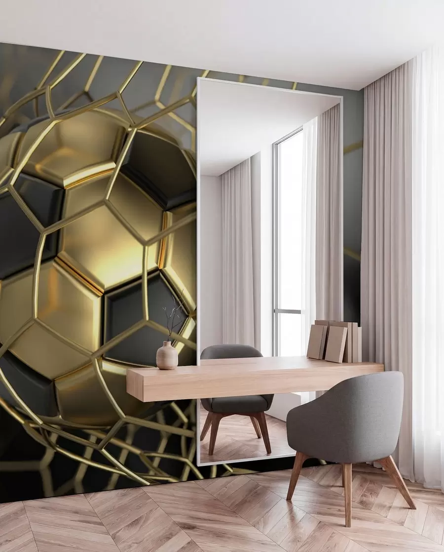 Papier peint Un ballon de football dans le but u73010d3