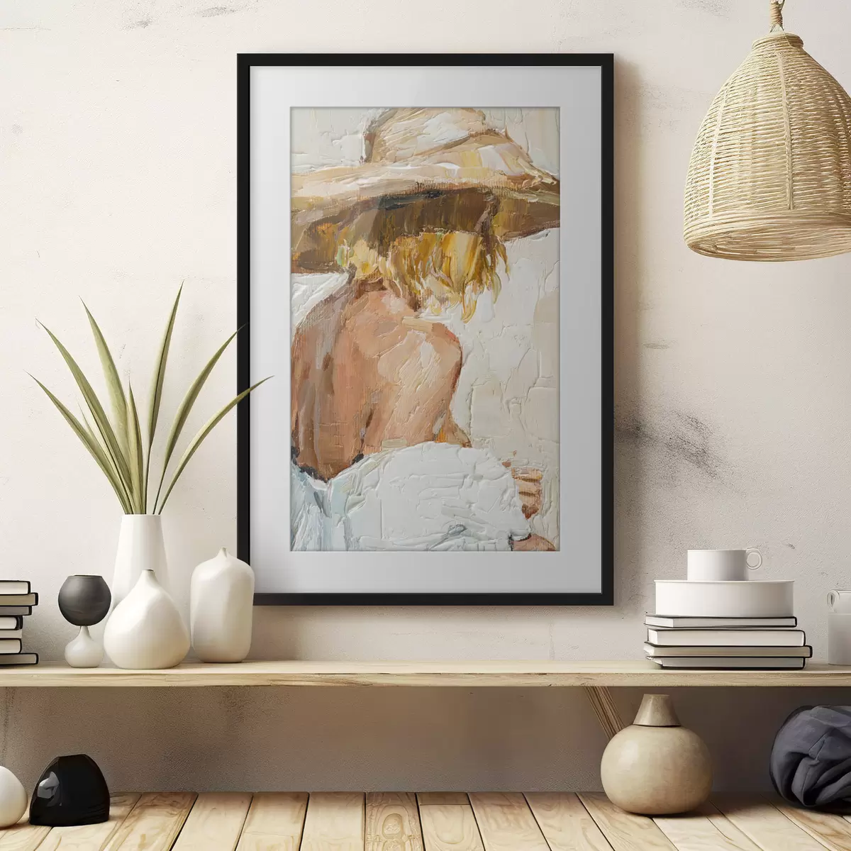 Poster Portrait d'une femme de dos à l'huile f37061