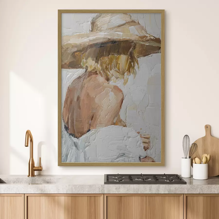 Papier peint Portrait d'une femme de dos à l'huile f37061