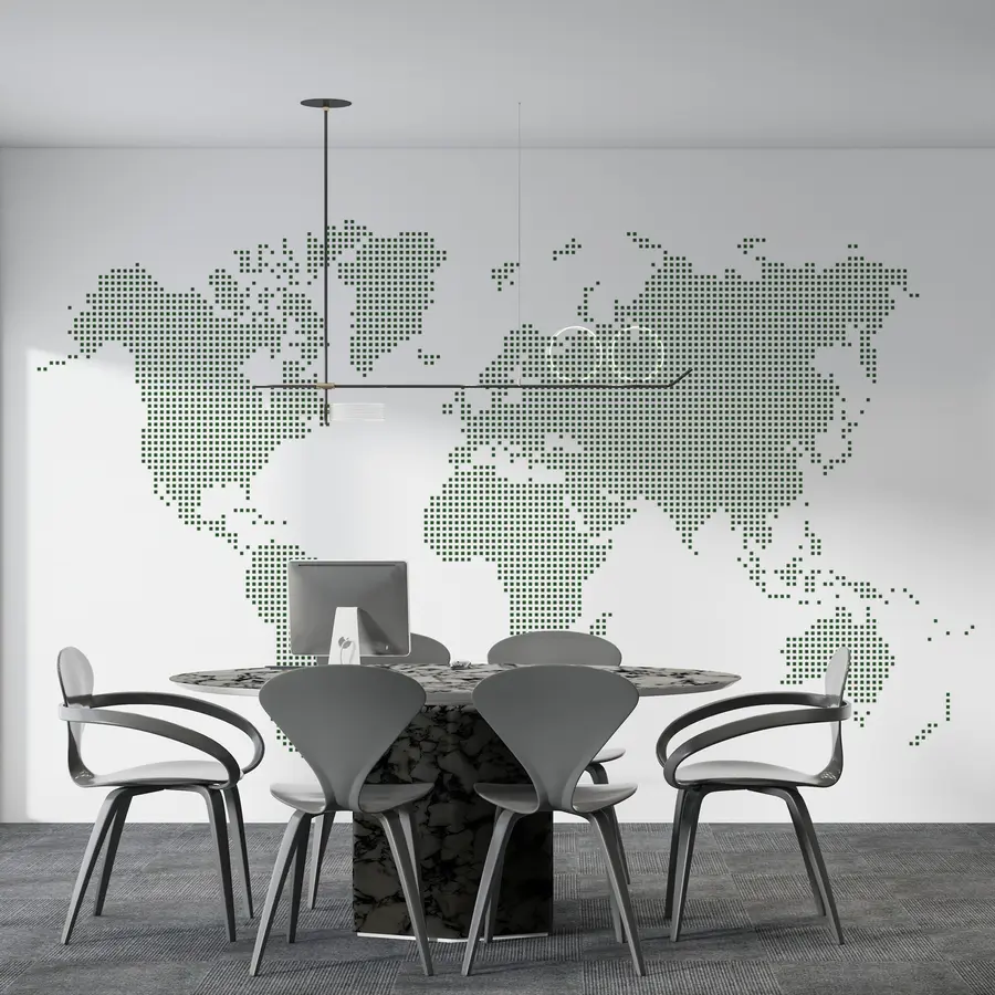 Papier peint Carte du monde avec des points carrés verts u99406v2