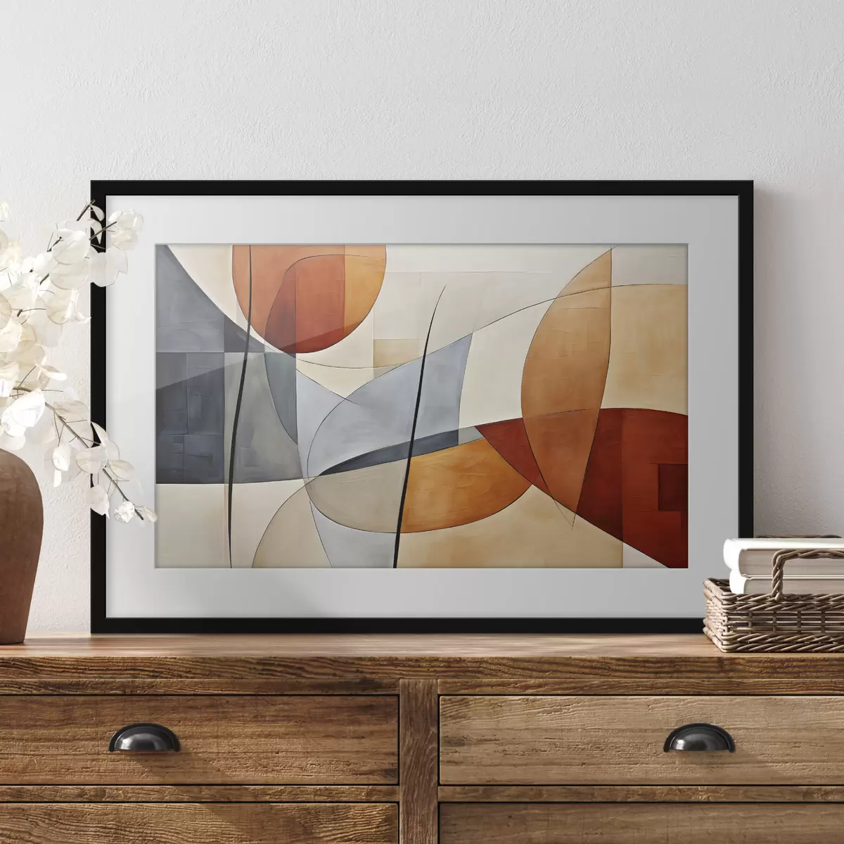 Poster Courbes orange et bleues f37285