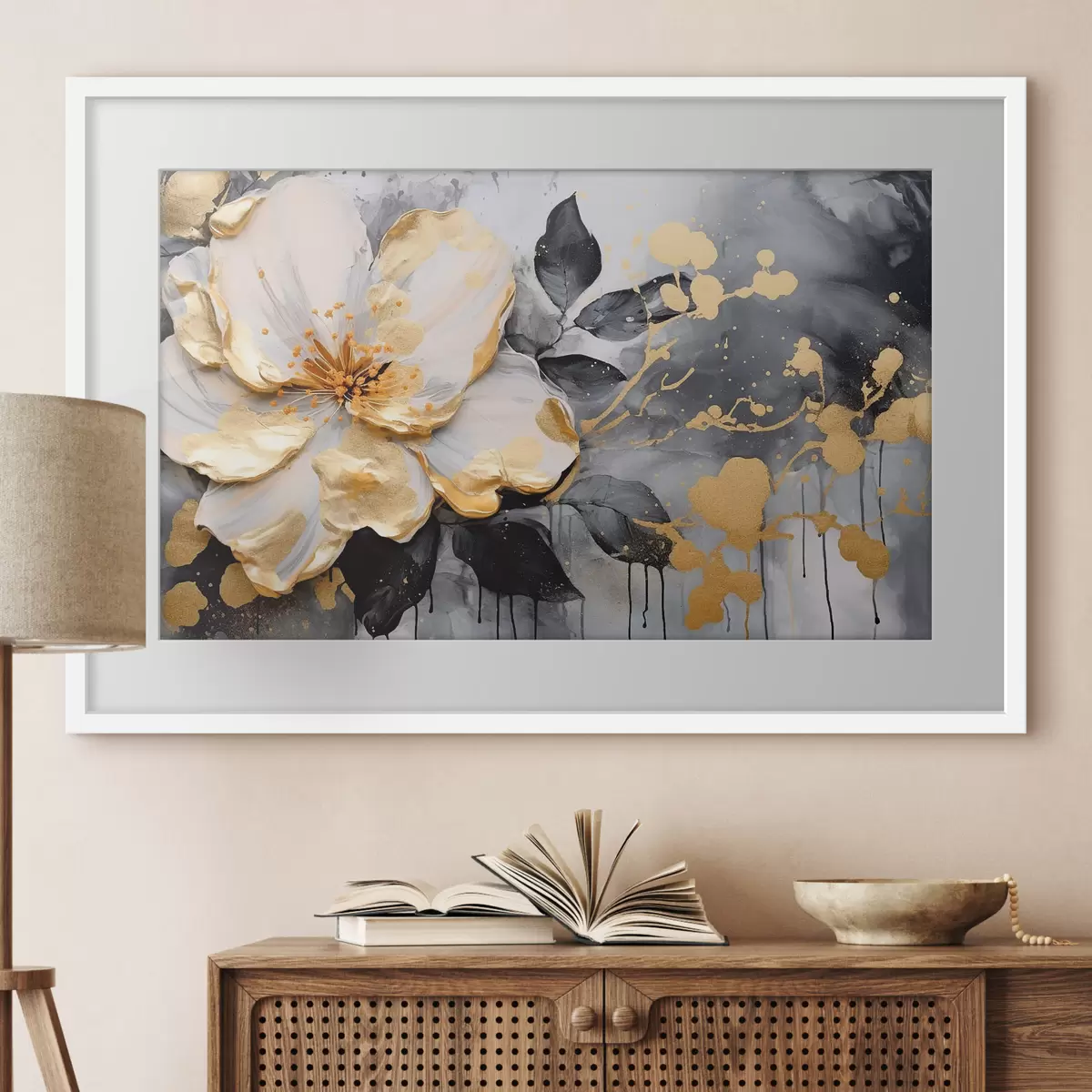 Poster Grande fleur sur fond abstrait f35528