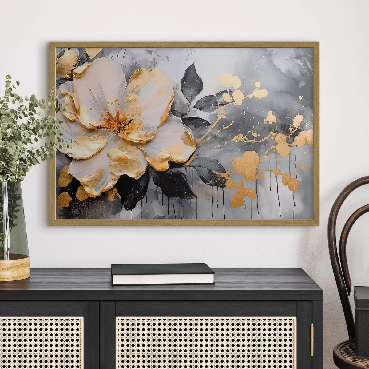 Poster Grande fleur sur fond abstrait f35528