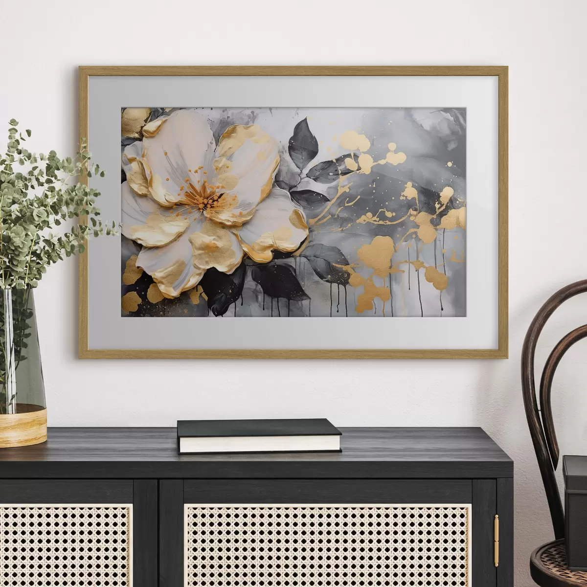 Poster Grande fleur sur fond abstrait f35528