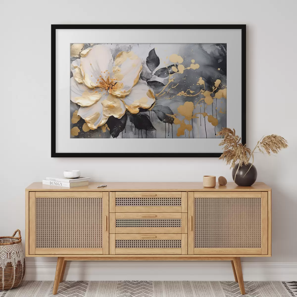 Poster Grande fleur sur fond abstrait f35528
