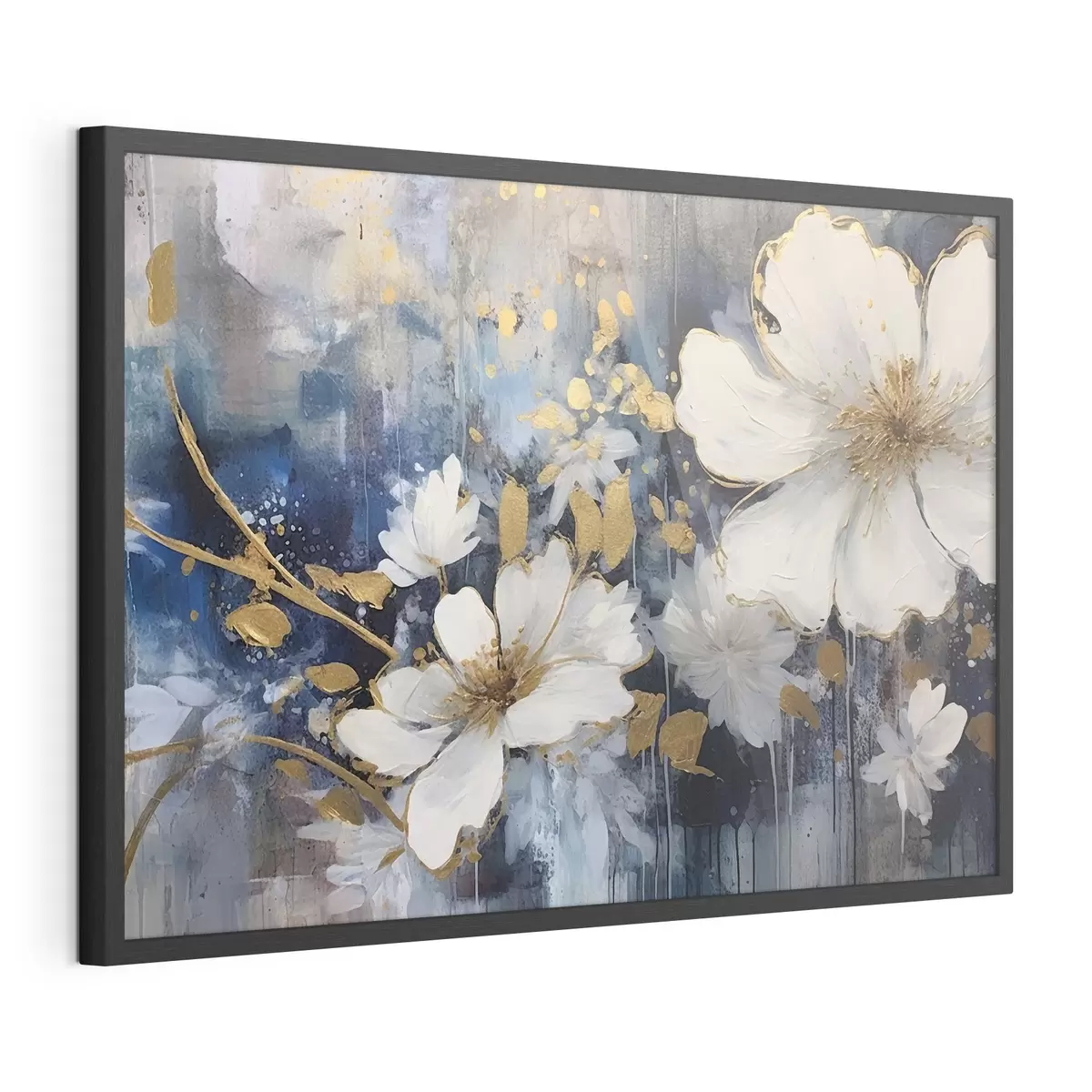 Poster Fleurs blanches, silence bleu f35526