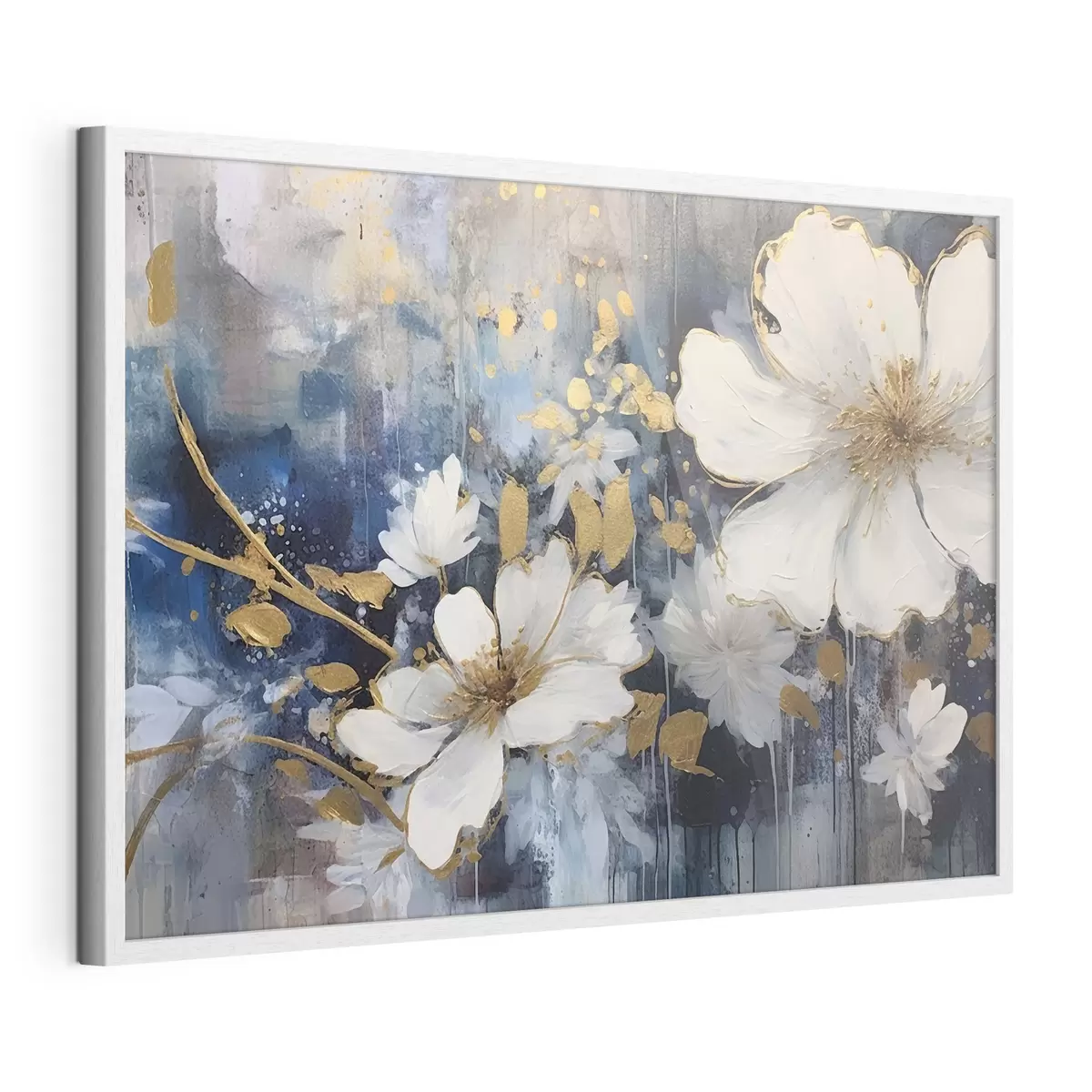 Poster Fleurs blanches, silence bleu f35526