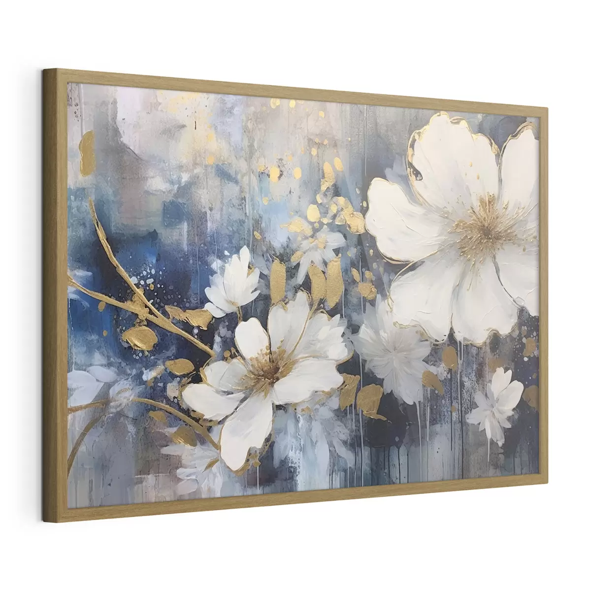 Poster Fleurs blanches, silence bleu f35526