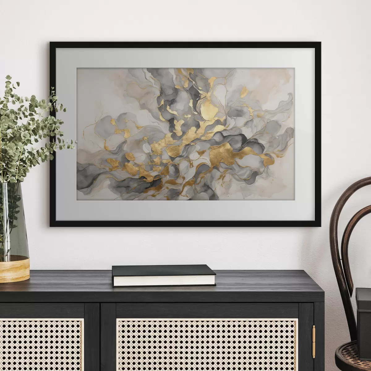 Poster Abstraction dans des aquarelles bleues f37331