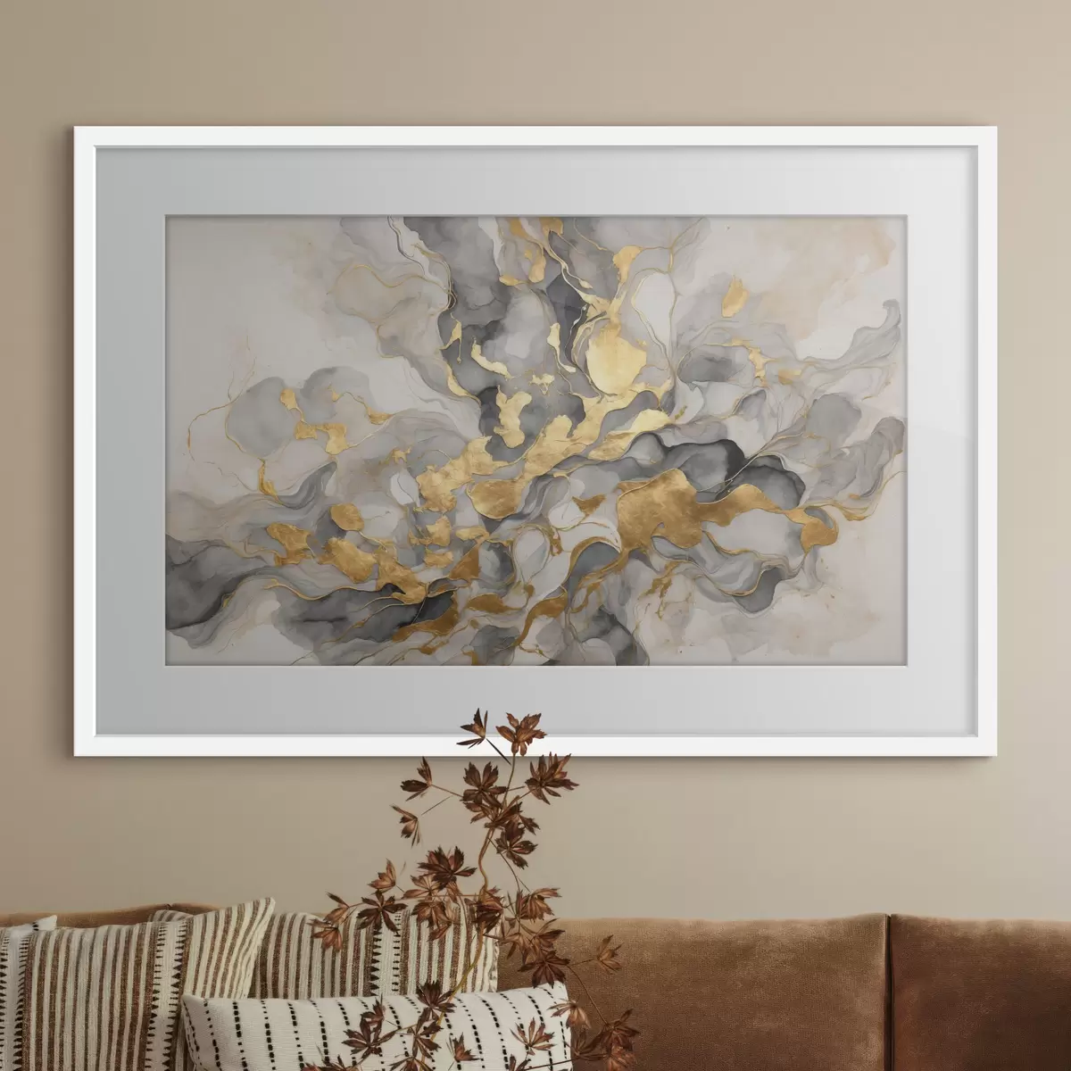 Poster Abstraction dans des aquarelles bleues f37331