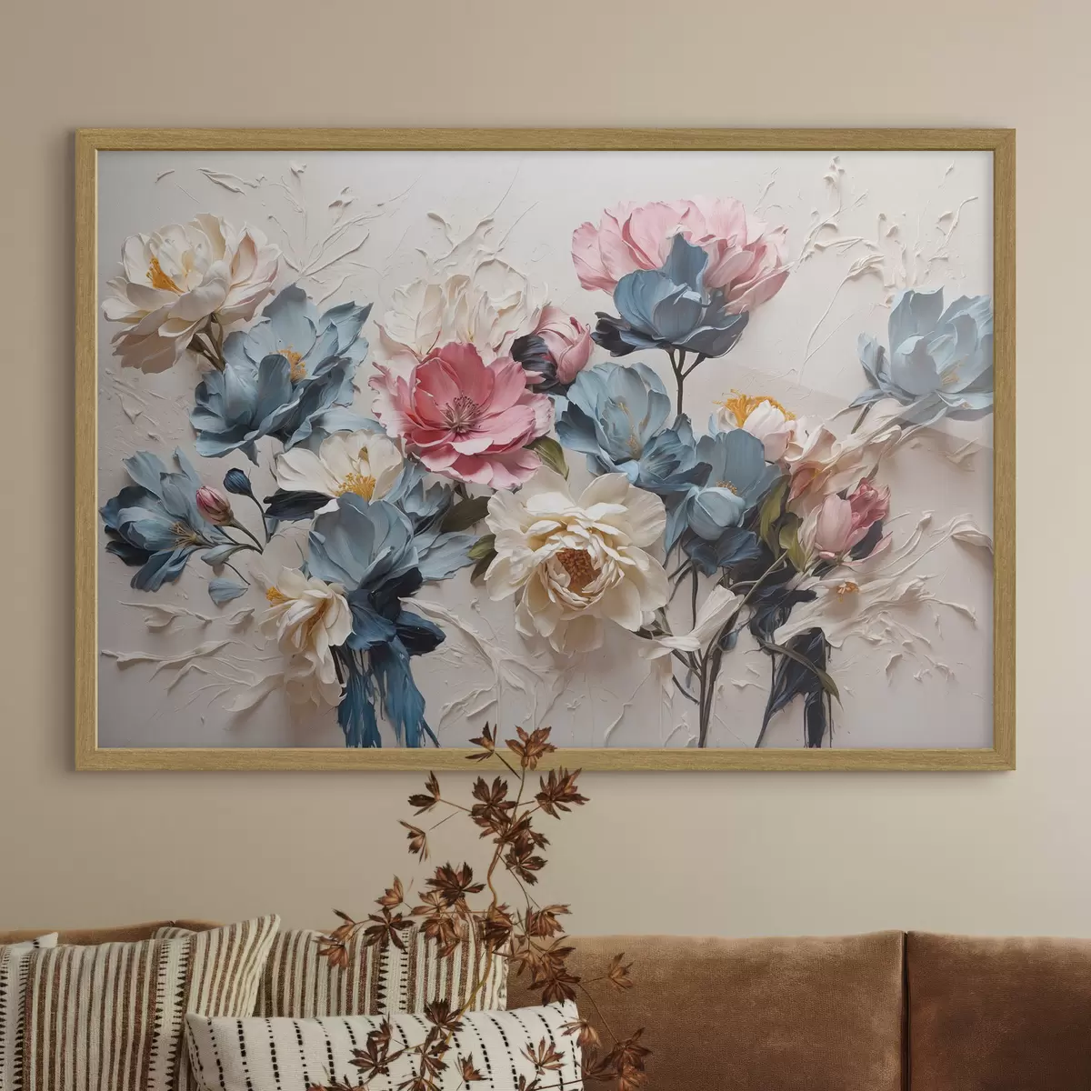 Poster Fleurs abstraites multicolores à l'huile f37336