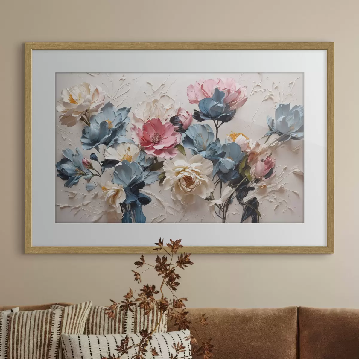 Poster Fleurs abstraites multicolores à l'huile f37336