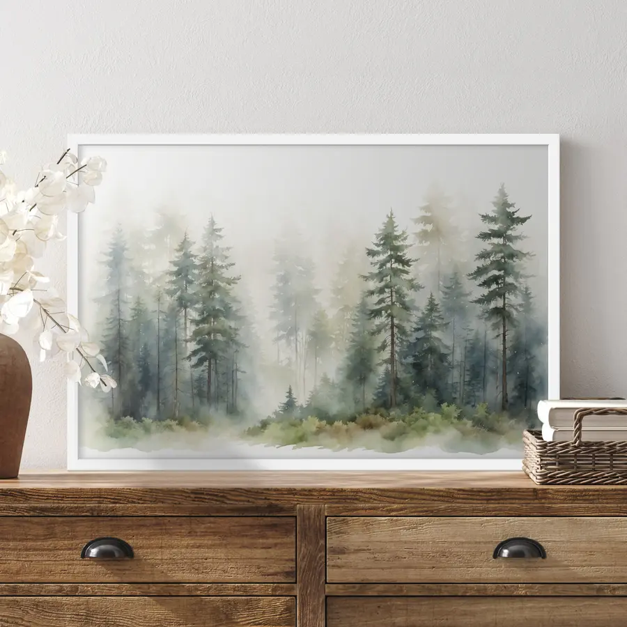 Papier peint Forêt brumeuse à l'aquarelle f37337