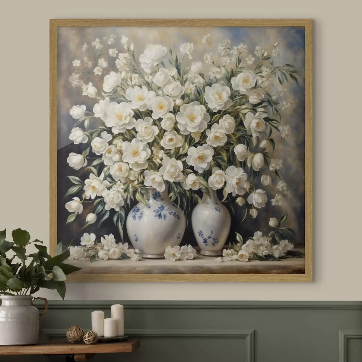 Poster Bouquet blanc dans le style d'Auguste Renoir f37440