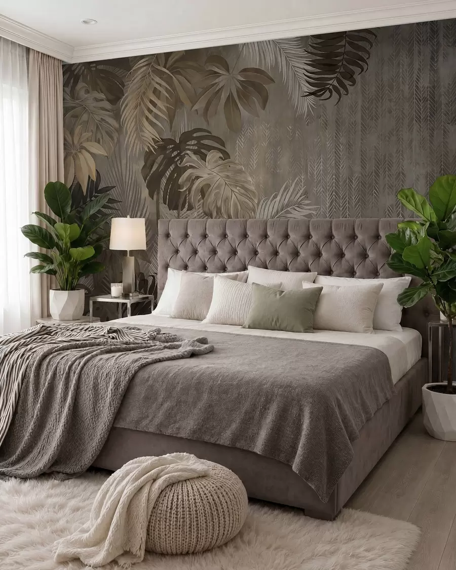 Papier peint Feuilles tropicales en style grunge u97012d2