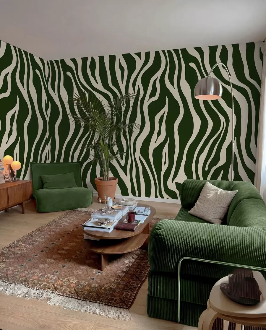 Papier peint Rayures zèbre vert forêt u99173v2